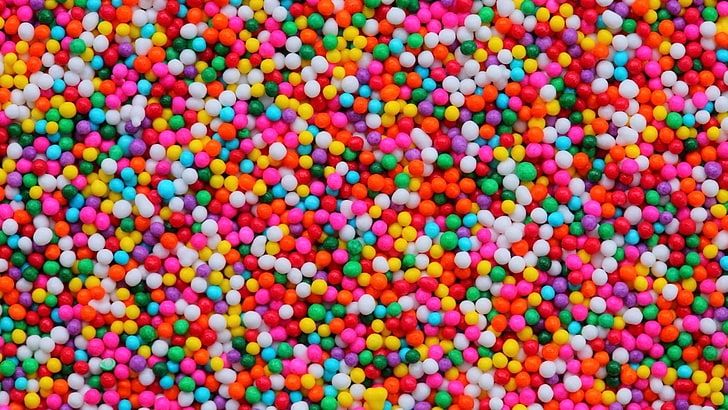разноцветные шарики, разноцветные, конфеты, HD обои