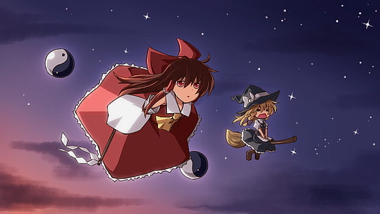 Touhou, Hakurei Reimu, Kirisame Marisa, Anime Girls, Anime, HD-Hintergrundbild HD wallpaper