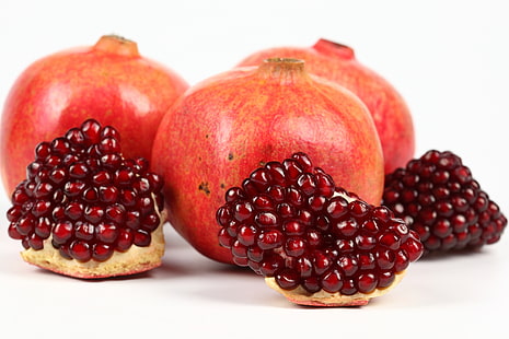 둥근 붉은 과일, 석류, 딸기, 익은, 과일, HD 배경 화면 HD wallpaper