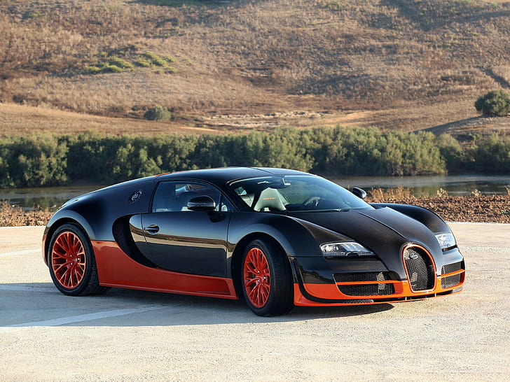 Bugatti veyron orange, Bugatti veyron, Bugatti veyron 16 4 supersport, Sfondo HD