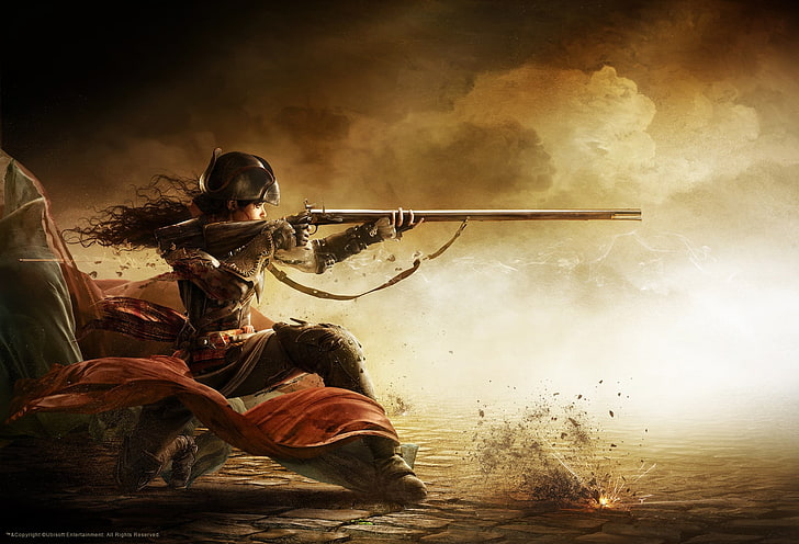video games, Assassins Creed: Liberation, gun, girls with guns, HD wallpaper