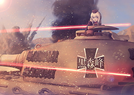 Anime, Anime Girls, Girls und Panzer, Itsumi Erika, Tiger II, HD-Hintergrundbild HD wallpaper