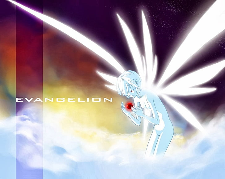 white and pink flower painting, anime, Neon Genesis Evangelion, Ayanami Rei, HD wallpaper