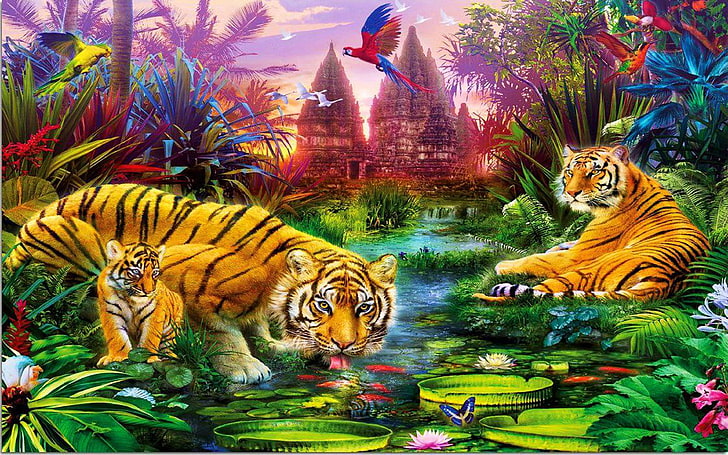 Tiger Cub Family Hd Wallpaper High Resolution 3840×2400, HD wallpaper