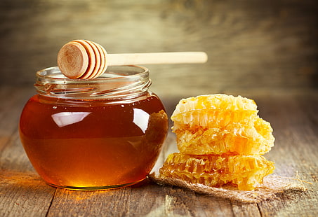 tarro de cristal transparente y miel, celular, miel, cuchara, banco, dulce, tarro, Fondo de pantalla HD HD wallpaper