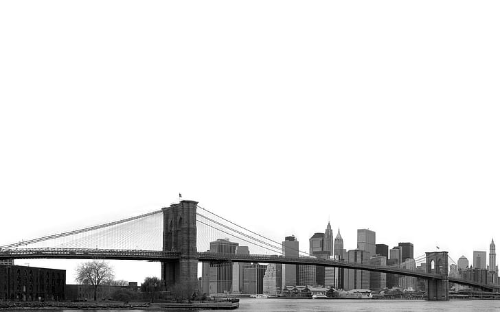 市、ニューヨーク市、ブルックリン橋、 HDデスクトップの壁紙