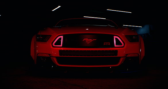Жажда скорости, красная, Форд Мустанг, HD обои HD wallpaper