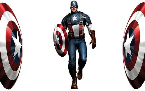 Капитан Америка, Marvel Comics, щит, белый фон, HD обои HD wallpaper