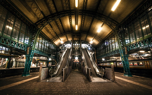 Metro tren istasyonu, hollanda, yürüyen merdiven, metro, yeraltı, hdr, HD masaüstü duvar kağıdı HD wallpaper