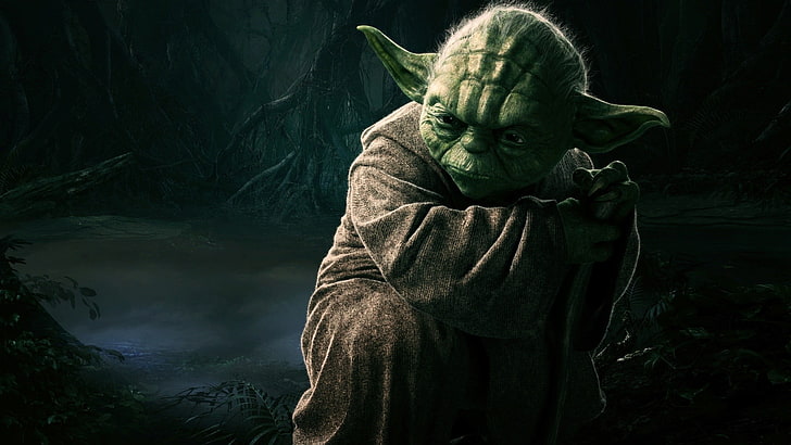 Master Yoda digital wallpaper, Star Wars Master Yoda movie scene, Yoda, Jedi, Star Wars, Dagobah, artwork, dark, HD wallpaper