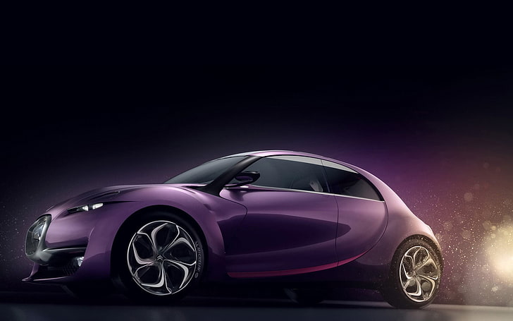 purple car, Citroen, the concept car, revolte, HD wallpaper