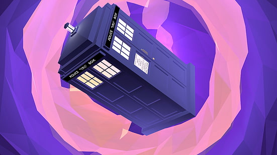 ilustrasi bilik telepon ungu, Doctor Who, TARDIS, karya seni, seni digital, Wallpaper HD HD wallpaper