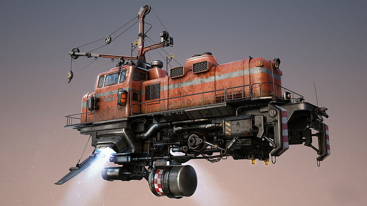Kunstmaschinentechnologie der Diesellokomotiven digitale, die steampunk Maschinen schwimmt einfache Hintergrundrohrräder zeichnet, HD-Hintergrundbild