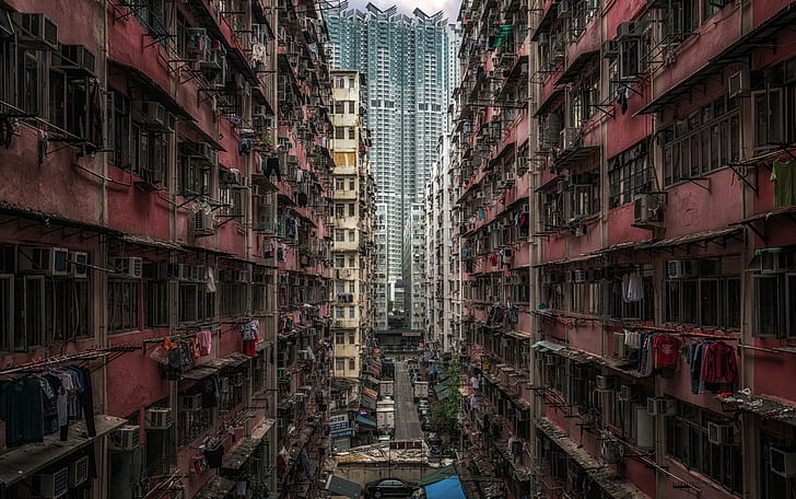 Asia, Hong Kong, Cina, perkotaan, lanskap kota, Wallpaper HD