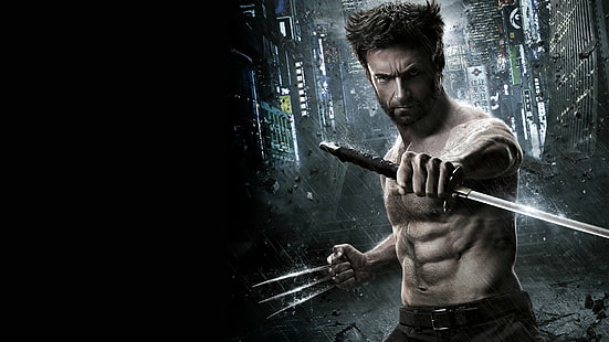 Wolverine X-Men Hugh Jackman Sword Black Muscle Physique HD, hitam, film, pedang, x, pria, wolverine, otot, jackman, hugh, fisik, Wallpaper HD HD wallpaper
