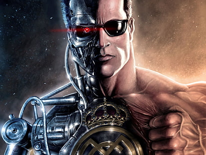 film, cyborg, Terminator, opere d'arte, Sfondo HD HD wallpaper