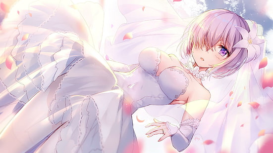 Fate Series, Fate / Grand Order, Mashu Kyrielight, vestido de novia, FGO, Fondo de pantalla HD HD wallpaper
