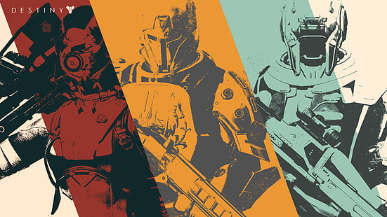 Destiny game wallpaper, Destiny pop art game cover, Destiny (video game), warlocks, titans, hunter, collage, digital art, HD wallpaper HD wallpaper