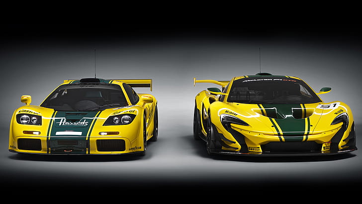 McLaren, McLaren P1 GTR, samochód, samochód wyścigowy, samochód sportowy, supersamochód, samochód żółty, Tapety HD