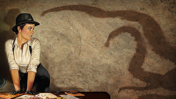 Frau mit weißem Kragenhemd und Hutmalerei, H. P. Lovecraft, Bücher, Cthulhu, Zeichnung, Achtung!Cthulhu, RPG, HD-Hintergrundbild