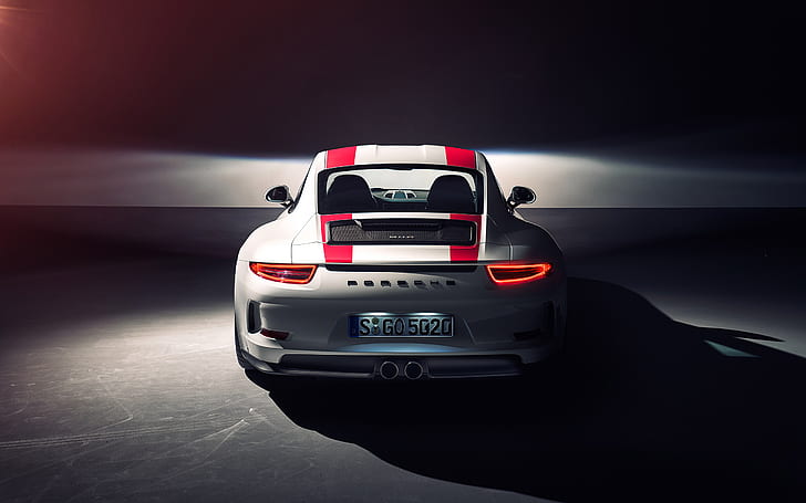 Porsche 911R, automóvil, vehículo, focos, fondo simple, Fondo de pantalla HD