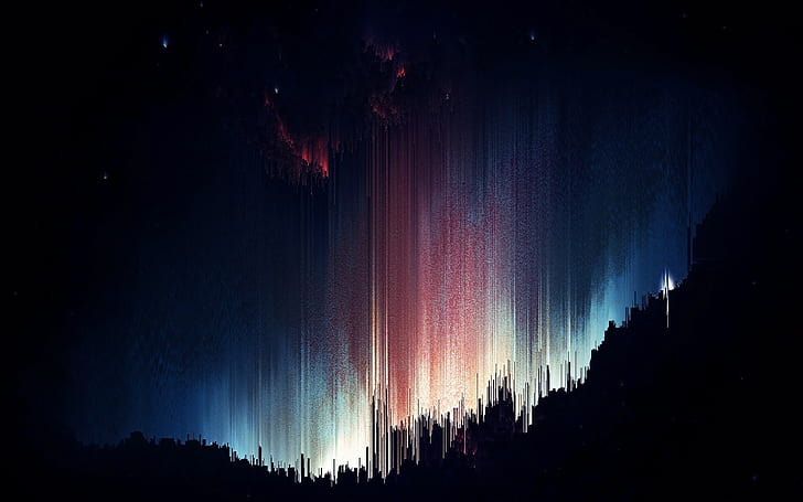 Aurora illustration, pixel sorting, glitch art, aurorae, HD wallpaper