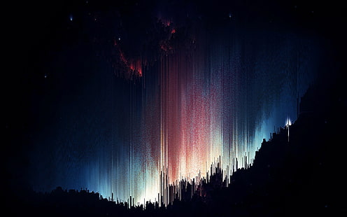 Aurora illustration, pixel sorting, glitch art, aurorae, HD wallpaper HD wallpaper