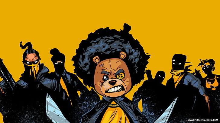 Gangster Teddy Bear Yellow HD、漫画/コミック、黄色、熊、テディ、ギャング、 HDデスクトップの壁紙