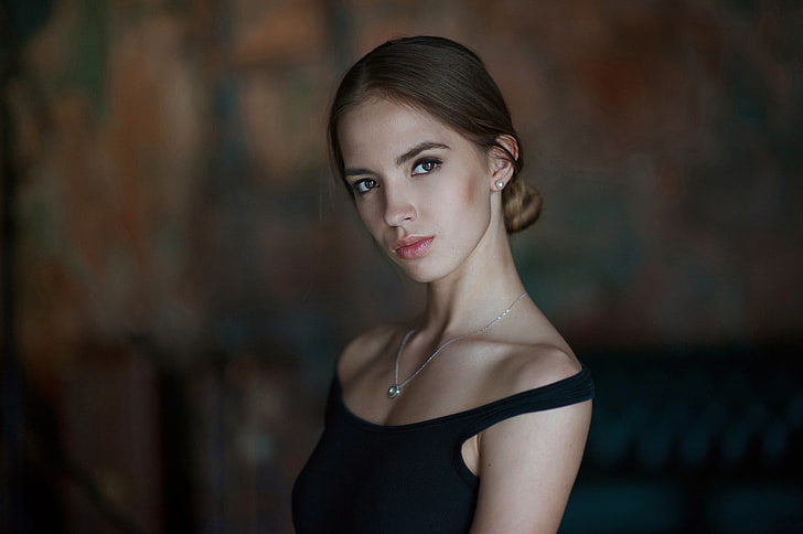 Виктория Лукина, жени, модел, лице, портрет, брюнетка, HD тапет