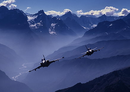 två jetplan, JAS-39 Gripen, jetfighter, flygplan, flygplan, saab, militära flygplan, militär, HD tapet HD wallpaper