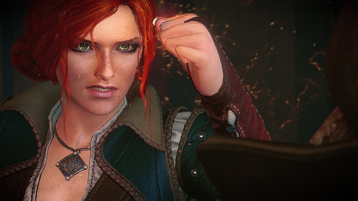 Ilustrasi wanita berambut merah, The Witcher 3: Wild Hunt, Triss Merigold, Wallpaper HD