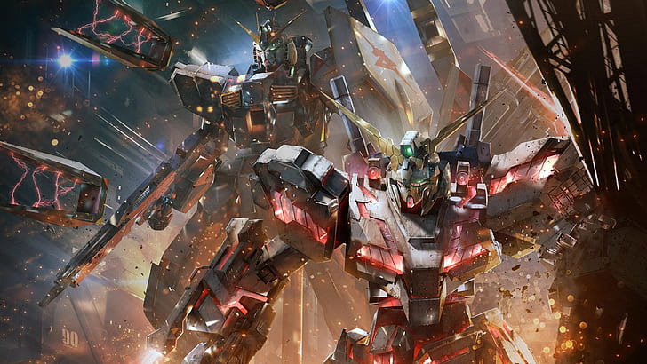 Mobile Suit Gundam Unicorn, Gundam, anime, mech, Mobile Suit, robot, karya seni, seni digital, Gundam Versus, Wallpaper HD