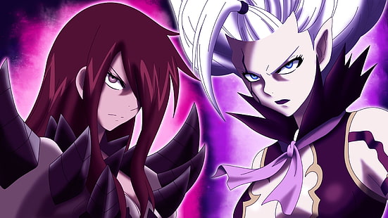 Fairytale Erza Scarlet and Mary Jane wallpaper, Anime, Fairy Tail, Elza Scarlet (Fairy Tail), Erza Scarlet, Mirajane Strauss, HD wallpaper HD wallpaper