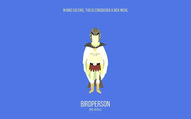 Тапет за персонаж на Birdperson, Рик и Морти, минимализъм, карикатура, Bird Person, HD тапет