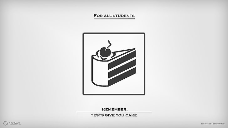gâteau en tranches avec illustration de cerise, portail (jeu), jeux vidéo, Fond d'écran HD