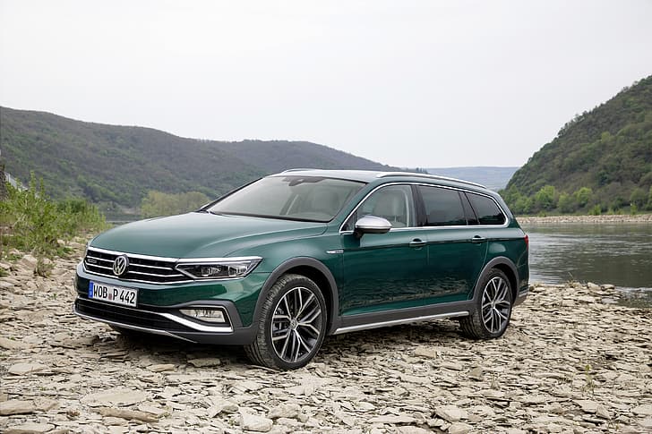 shore, Volkswagen, universal, Passat, dark green, Alltrack, 2019, HD wallpaper