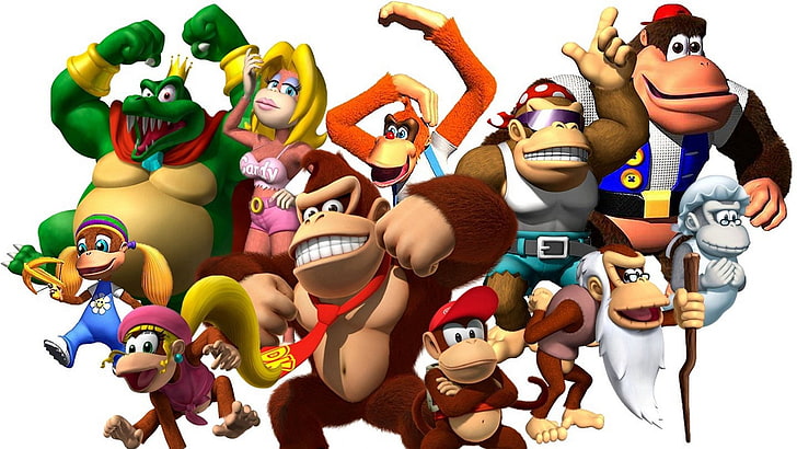 Donkey Kong, Kong irritadiço, Diddy Kong, Rei K. Rool, HD papel de parede