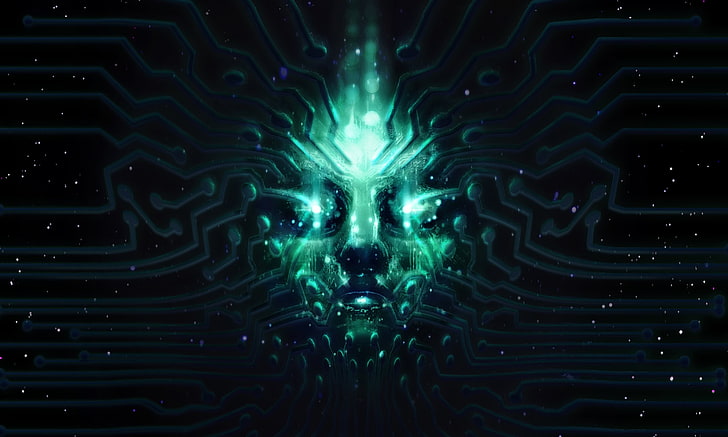 Raum Kreatur digitale Tapeten, System Shock, Science-Fiction, Videospiele, Kunstwerke, Cyberpunk, Türkis, HD-Hintergrundbild