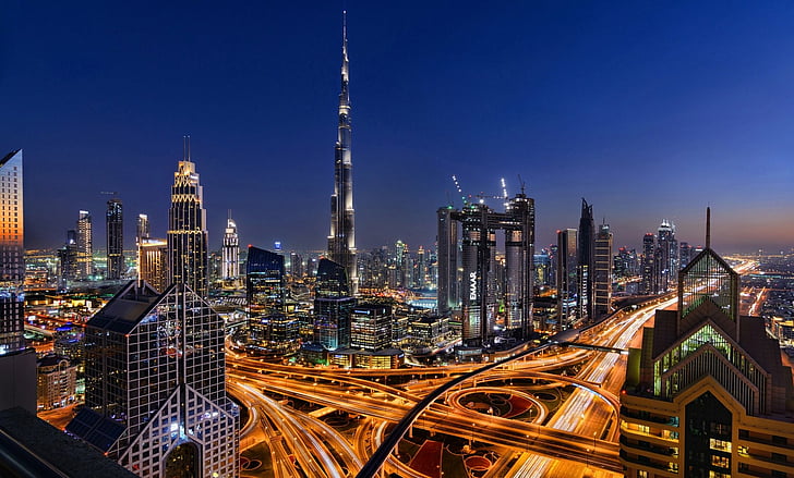 Dubai Skyline At Night UHD 4K Wallpaper | Pixelz