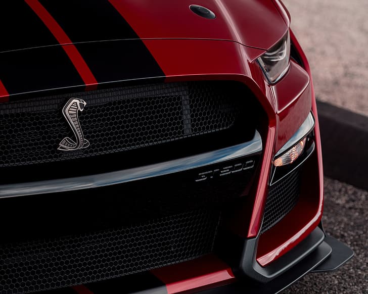 Mustang, Ford, Shelby, GT500, emblem, bloody, 2019, HD wallpaper