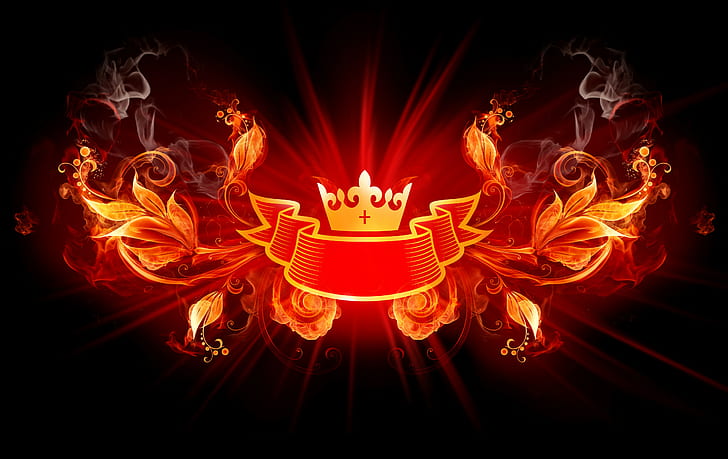 火、王冠、 HDデスクトップの壁紙