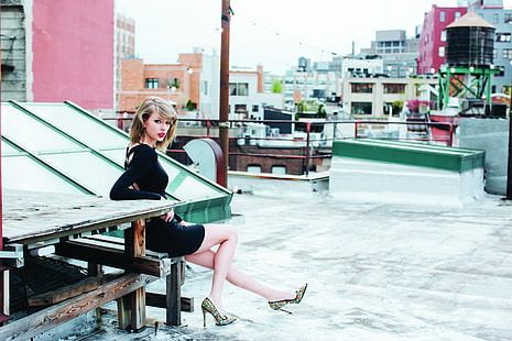 Taylor Swift, legs, rooftops, women, HD wallpaper HD wallpaper