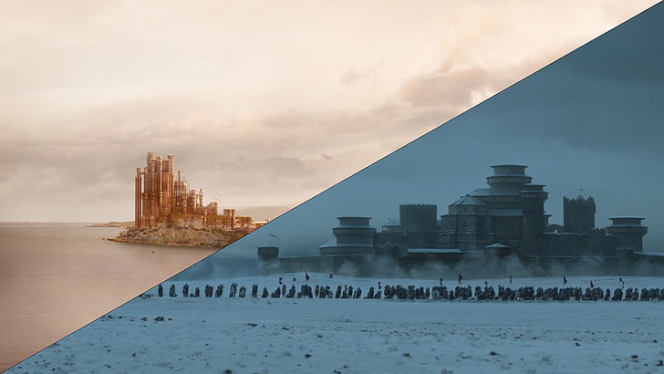 bangunan beton putih dan hitam, Game of Thrones, House Stark, House Lannister, Winterfell, Wallpaper HD