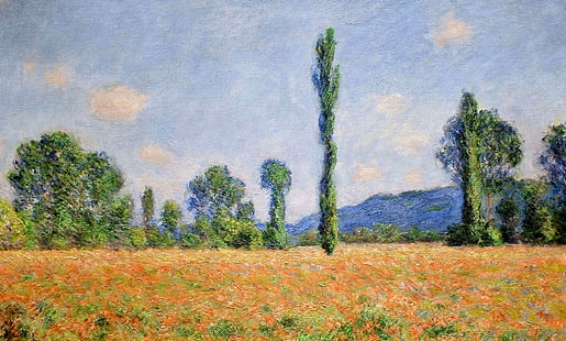 paisagem, imagens, Claude Monet, campo de papoulas em Giverny, HD papel de parede HD wallpaper
