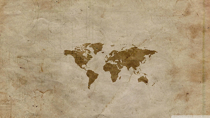 коричневый и белый цветочный коврик, карта мира, HD обои