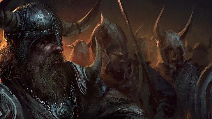 Vikingos, ilustraciones, arte de fantasía, Fondo de pantalla HD