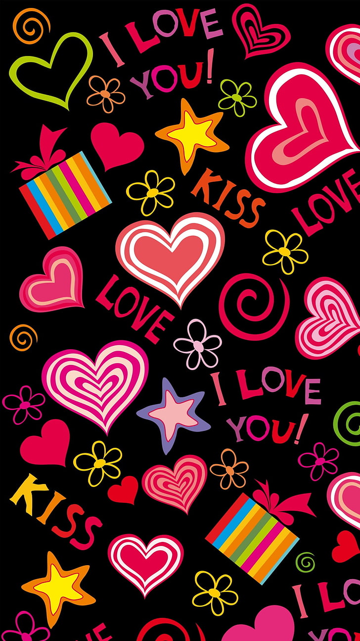 Love Hearts Sweet Vector, ti amo carta da parati, amore, cuore, disegno vettoriale, Sfondo HD, sfondo telefono