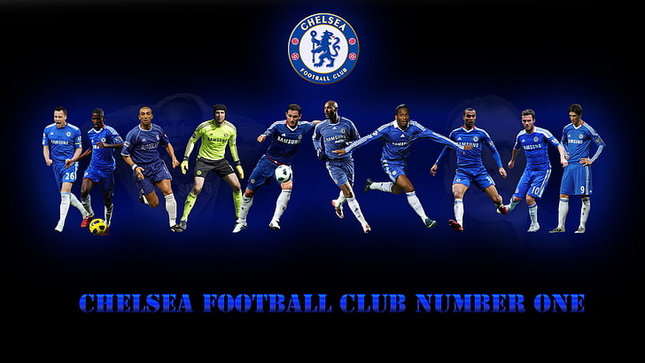 Chelsea Futbol Kulübü pooster, takım, amblem, oyuncular, Chelsea, bir numara, HD masaüstü duvar kağıdı
