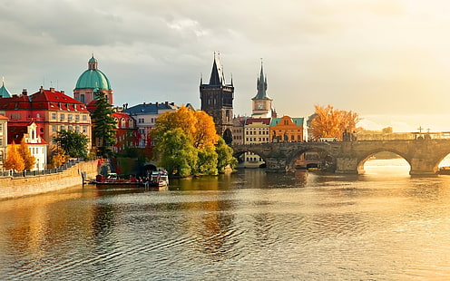 Schöne Prag-Ecke, Prag, Fluss, Landschaft, HD-Hintergrundbild HD wallpaper