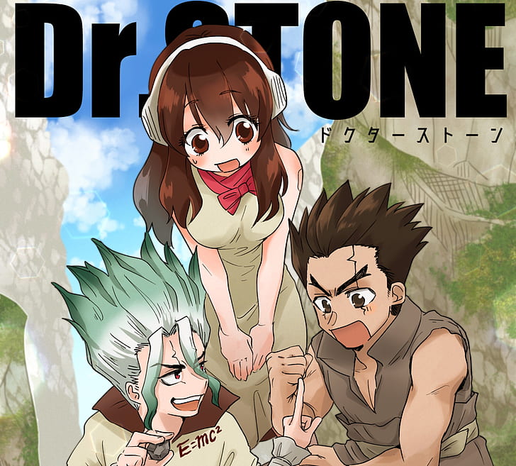 Anime, Dr. Stone, Senku Ishigami, Taiju Oki, Yuzuriha Ogawa, Wallpaper HD